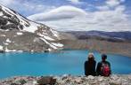 Do alto, observando a Laguna de Los Tres, no parque Los Glaciares, região de El Chaltén, no sul da patagonia argentina